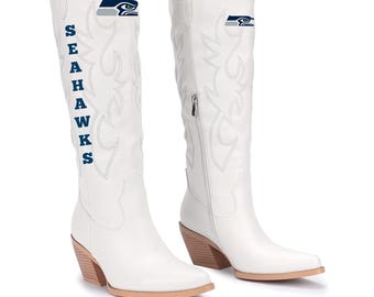 Seattle Gameday Boots | Tailgate Party | NFL Football Fan | Gameday outfit | Sports | Seahawks Inspired Football Shoes | Cowgirl Cowboy