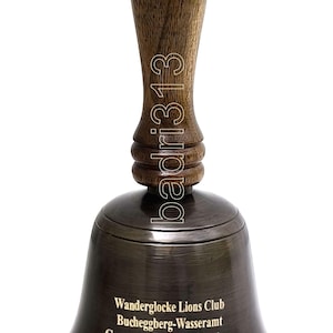Personalized Brass & Wooden Hand Bell, Antique Dinner Handbell, School Teachers Desk, Hotel Reception