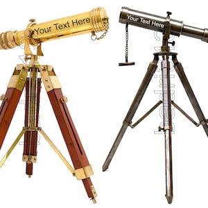Brass Tabletop Telescope: Personalized Spyglass, Engraved Gift