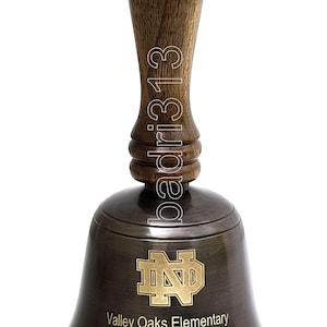 Personalized Brass & Wooden Hand Bell, Antique Dinner Handbell, School Teachers Desk, Hotel Reception