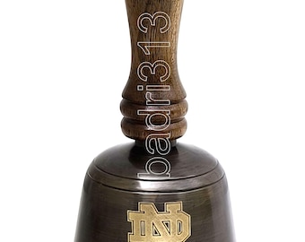 Personalized Brass & Wooden Hand Bell, Antique Dinner Handbell, School Teachers Desk, Hotel Reception