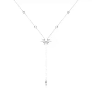 Gold or silver Y necklace – Sparkling star pendant, fine jewelry for women – Elegant gift, trendy accessory