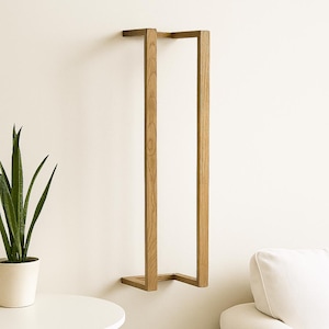 Solid Wood Blanket Storage Rack – Vertical Wall-Mounted Organizer for Throws, Towels or Quilts, Minimal Modern Style