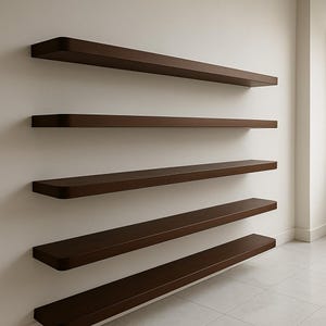 Prateleira personalizada – Prateleira de parede flutuante de madeira maciça com suportes ocultos, prateleira rústica para cozinha ou banheiro, prateleira de borda resistente