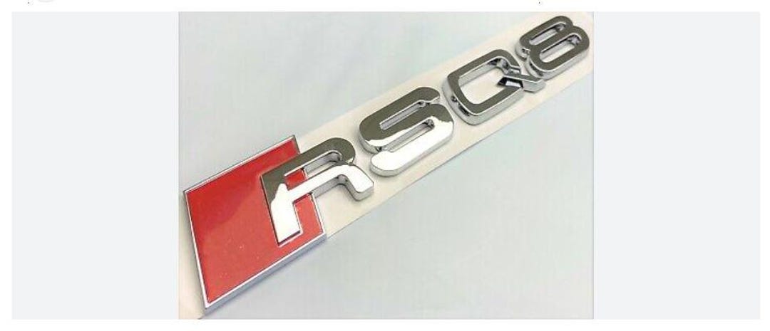 Chrome 3D RSQ8 Rear Trunk Emblem – Audi Q8 RS Badge Logo – Shiny Silver ...