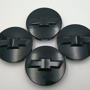 Set of 4 Glossy Black 83mm Wheel Center Caps for Chevy Silverado, Suburban, Tahoe, Avalanche, 6 Lug Rim Hub Covers