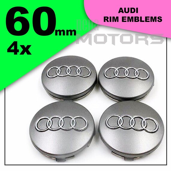 アウディ用 シルバー 60 mm ホイールセンターキャップ 4個セット 