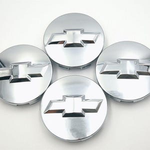 Set of 4 Chrome 83mm Wheel Center Caps for Chevy Silverado Suburban Tahoe - OEM Style Rim Hub Covers Replacement for Chevrolet Trucks