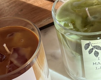 Hand-Poured Iced Latte Soy Candle – Realistic Coffee or Matcha, 13 oz