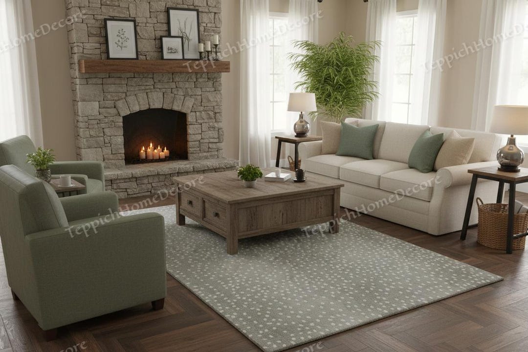Grey Antelope Print Wool Rug: Modern Neutral Decor - Etsy