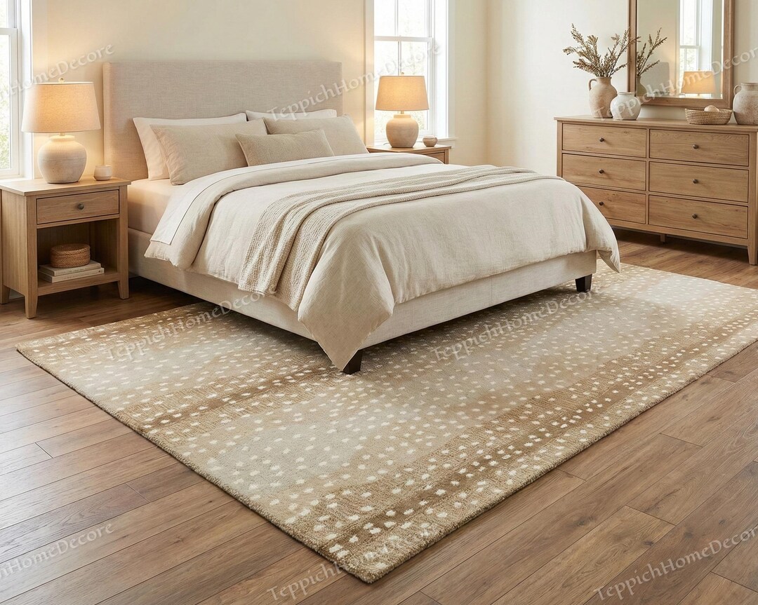 Anteater Rug Hand-tufted Wool Rug: Antelope & Tiger Print, Neutral Woodland Carpet ...