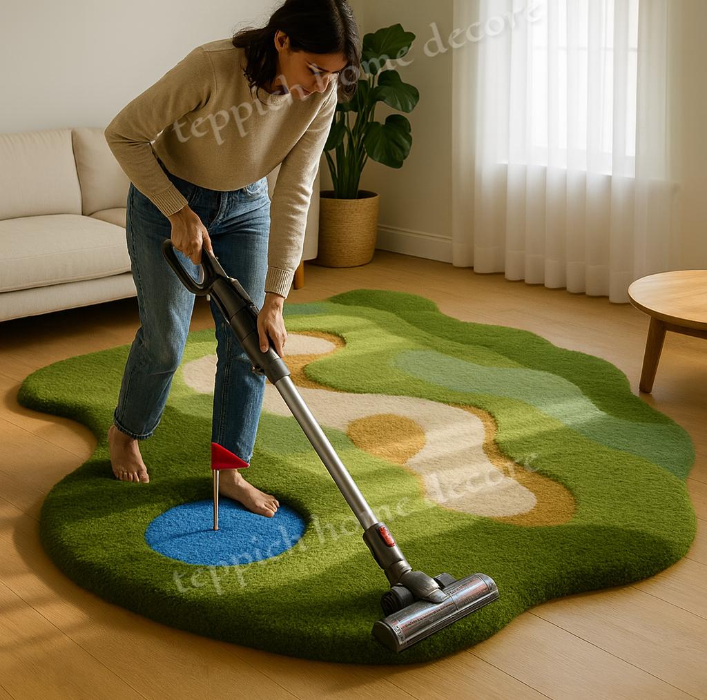 Handmade Golf Course Wool Rug: 3D Novelty Decor - Etsy