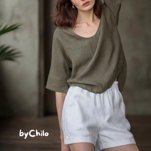 Loose Shirt Relaxed Fit Linen Shirt For Women Linen Blouse Comfortable Clothing Natural Fabric Outfit