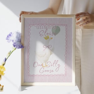 Editable First Birthday One Silly Goose Welcome Sign