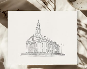 Custom Wedding Venue Line Art Print – Personalised Illustration