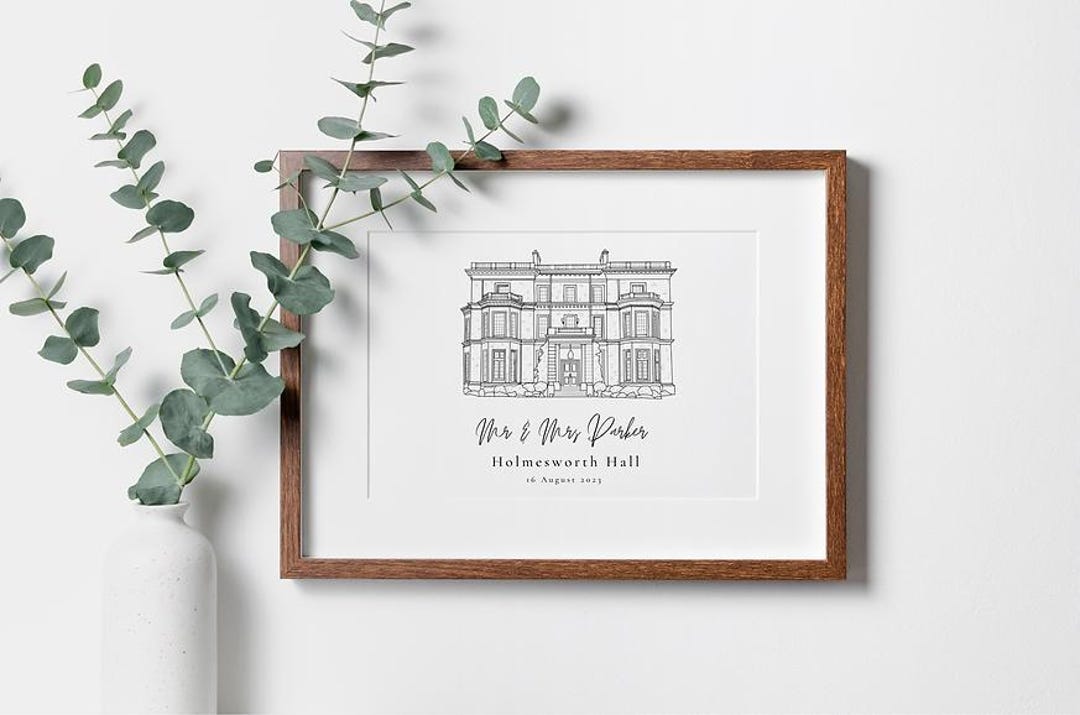 Custom Wedding Venue Line Drawing – Personalised Illustration, Wedding ...