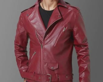 Premium Herren Classic Lederjacke Echtes Leder Biker Lederjacke