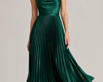 French Pearl Strap Satin Dress - Elegantes A-Line Hochzeitsgast Abendkleid