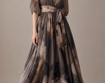 Elegant Printed Maxi Dress – Women’s Fashion Party & Casual Formal Gown