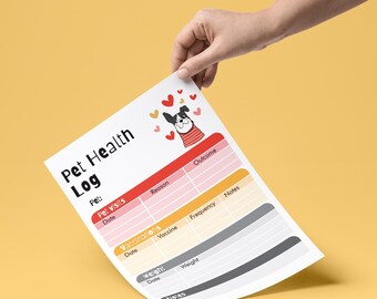 Registro de salud canina / Registro veterinario y de vacunación imprimible / Rastreador canino en PDF