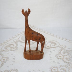 Small Hand Carved Wooden Giraffe from Kenya | African Safari Animal Figurine | Rustic Home Decor