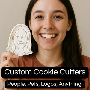 Custom Cookie/Clay Cutter from Your Photo – Face, Pet, or Anything!, Photo Cookie Cutter, Face Cookie Cutter, Portrait Cookie Cutter,