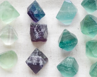 Fluorite Octahedron Crystals - Not Drilled - Rough Natural Fluorite Specimens - Crystal Healing - Fluorite Stones - 19x13mm to 26x23mm