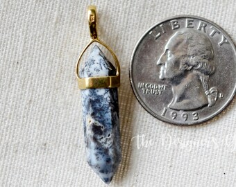 Dendrite Point Pendant, Gold Dendrite Point Pendant, Vermeil Pendant 48 x 8mm