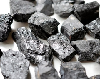 Raw Black Tourmaline Specimens - Not Drilled - Rough Natural Black Tourmaline - Crystal Healing Stones - Average 1.25" to 2.5"