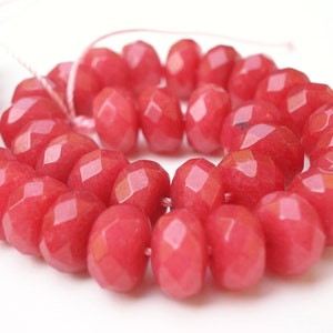 Dyed Red Jade Large Faceted Rondelle 8mm - 1/2 STRAND
