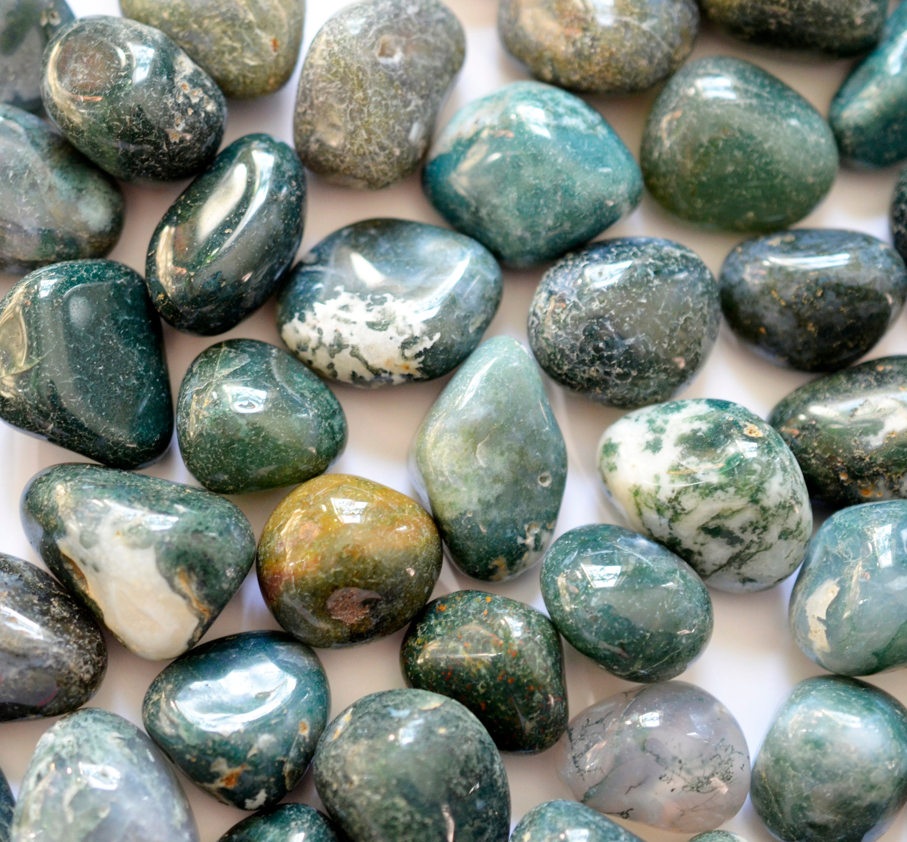Moss Agate Tumbled Stones Natural Green Moss Agate Crystal | Etsy