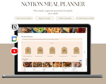 Weekly Meal Planner Template | Notion |  Grocery List | Recipe Builder | Pantry | Calorie Tracker | Editable Template