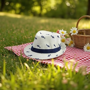 Geometric Straw Sun Hat | Trendy British Beach Fedora | Couple&#39;s Jazz Top Hat | Men&#39;s Belted Summer Cap | Fashion Accessory