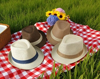 Source Unknown Tan and Blue Straw Hat unisex item LoneStar Luxe Bands by Vee | Accessories | Handmade Western  main image 2