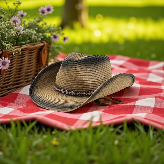 Foldable Straw Cowboy Hat Sun Protection | Wide Brim Western  display picture 1