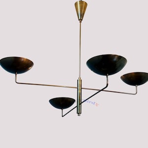 4 Light Curved Pendant Mid Century Modern Raw Brass Sputnik chandelier light Fixture