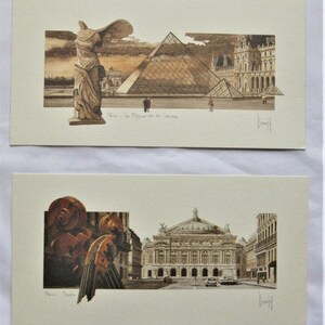 Carte postali Parigi di M. Duvoisin Set di 2