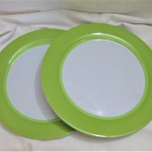Dinner Plates Melamine 11&quot; Green/White Set of 2
