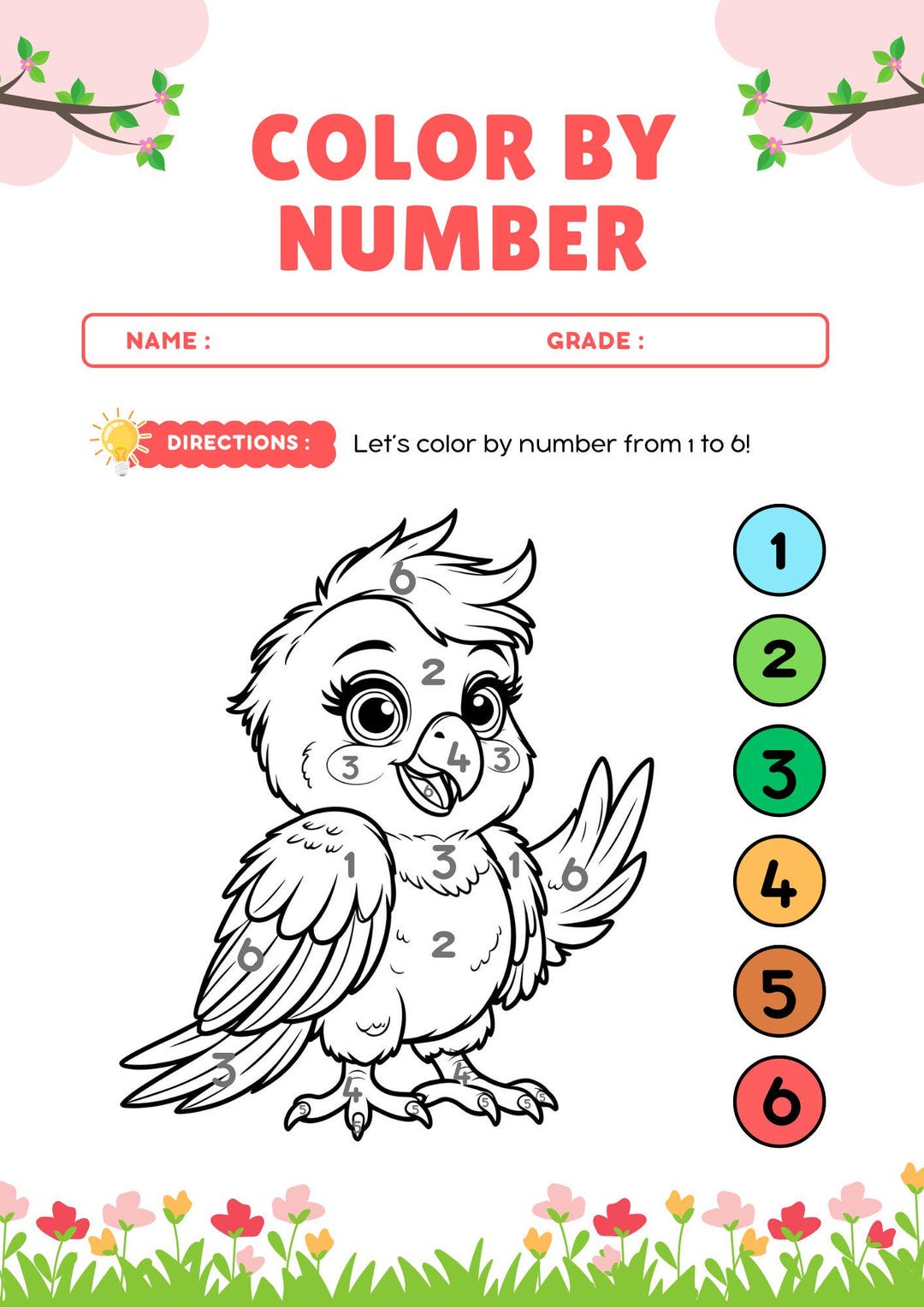 Color by Numbers Worksheet for Kids – Printable Educational Activity ...