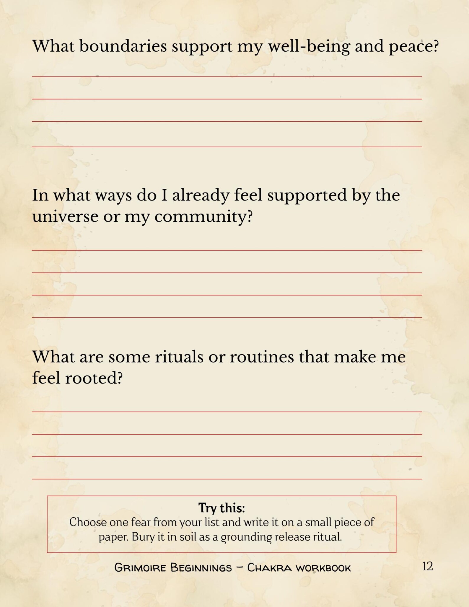 Root Chakra Workbook PDF | Printable Chakra Journal for Grounding ...