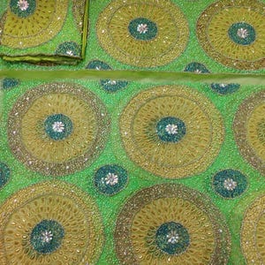 Nigerian Heavy George Wrapper with Hand Embroidery | Bridal Asoebi Fabric for Wedding, Owambe & Party Wear
