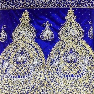 Luxury George Fabric with Stones on Taffeta Fabric and Net Blouse – Nigerian Lace for Special Occasions | Hand Embroidered