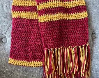 Gryffindor-Inspired Crochet Scarf