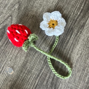 Crochet Strawberry Bookmark