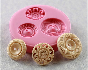 Vintage Button Casting Mold  Flexible Silicone Mold/Mould for Crafts, Jewelry, (chocolate, fondant, candy, resin, pmc, polymer clay) (288)