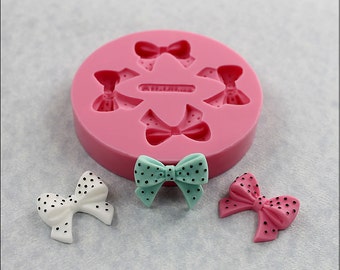 Bow Silicone Mold with Polka Dots Fondant, Candy, Resin, Polymer Clay (360)