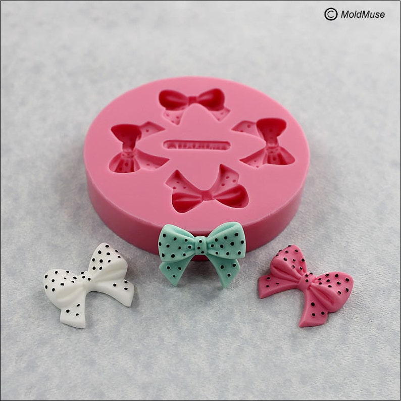 Bow Silicone Mold with Polka Dots Fondant Candy Resin Etsy