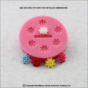 Tiny Mum Flower Silicone Mold Mini Mum resin, polymer clay, 223b image 1