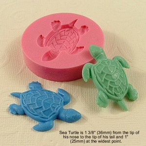 Sea Turtle Cabochon Flexible Silicone Mold/Mould (36mm) for Crafts, Jewelry, Scrapbooking, (wax, resin,  pmc, utee,  polymer clay) (219)