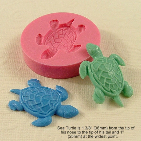 Sea Turtle Cabochon Flexible Silicone Mold/Mould (36mm) for Crafts, Jewelry, Scrapbooking, (wax, resin,  pmc, utee,  polymer clay) (219)